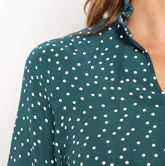 Cherfly Polkadot Ruffle Dress Size XL NWT - Picture 4 of 11